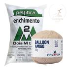 Kit 1 Fio Balloon Amigo - Pingouin + 100 g Enchimento fibra siliconada PET FIBRA - Dois M Têxtil - Pingouin / Dois M Têxtil