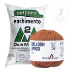 Kit 1 Fio Balloon Amigo - Pingouin + 100 g Enchimento fibra siliconada PET FIBRA - Dois M Têxtil - Pingouin / Dois M Têxtil