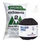 Kit 1 Fio Balloon Amigo - Pingouin + 100 g Enchimento fibra siliconada PET FIBRA - Dois M Têxtil