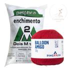 Kit 1 Fio Balloon Amigo - Pingouin + 100 g Enchimento fibra siliconada PET FIBRA - Dois M Têxtil - Pingouin / Dois M Têxtil