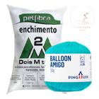 Kit 1 Fio Balloon Amigo - Pingouin + 500 g Enchimento fibra siliconada PET FIBRA - Dois M Têxtil - Pingouin / Dois M Têxtil