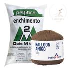 Kit 1 Fio Balloon Amigo - Pingouin + 500 g Enchimento fibra siliconada PET FIBRA - Dois M Têxtil