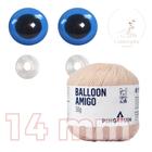 Kit 1 Fio Balloon Amigo - Pingouin + Olhos azuis com trava de segurança 14 mm - Círculo