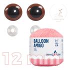 Kit 1 Fio Balloon Amigo - Pingouin + Olhos castanhos com trava de segurança 12 mm - Círculo