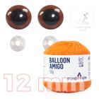 Kit 1 Fio Balloon Amigo - Pingouin + Olhos castanhos com trava de segurança 12 mm - Círculo