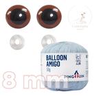 Kit 1 Fio Balloon Amigo - Pingouin + Olhos castanhos com trava de segurança 8 mm - Círculo