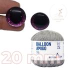 Kit 1 Fio Balloon Amigo - Pingouin + Olhos com glitter rosa 20 mm