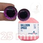 Kit 1 Fio Balloon Amigo - Pingouin + Olhos com glitter rosa 25 mm