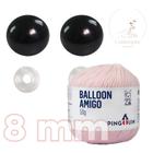 Kit 1 Fio Balloon Amigo - Pingouin + Olhos pretos com trava de segurança 8 mm - Círculo - Pingouin + Circulo