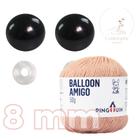 Kit 1 Fio Balloon Amigo - Pingouin + Olhos pretos com trava de segurança 8 mm - Círculo - Pingouin + Circulo