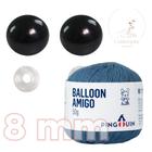 Kit 1 Fio Balloon Amigo - Pingouin + Olhos pretos com trava de segurança 8 mm - Círculo