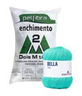 Kit 1 Fio Bella - Pingouin + 100 g Enchimento fibra siliconada PET FIBRA - Dois M Têxtil - Pingouim / Dois M Têxtil