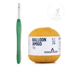 Kit 1 Fio/linha Balloon Amigo + 1 Agulha de crochê em alumínio anatômica 4 mm - Pingouin