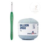 Kit 1 Fio/linha Balloon Amigo + 1 Agulha de crochê em alumínio anatômica 4 mm - Pingouin