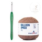 Kit 1 Fio/linha Balloon Amigo + 1 Agulha de crochê em alumínio anatômica 4 mm - Pingouin