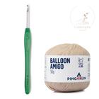 Kit 1 Fio/linha Balloon Amigo + 1 Agulha de crochê em alumínio anatômica 4 mm - Pingouin