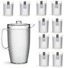 Kit 1 Jarra 3l E 10 Copos Acrílico Resistente Acrilico Crystal 490 Ml