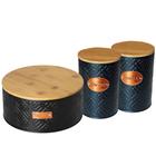 Kit 1 Lata Porta Biscoito + 2 Latas Porta Café Açucar Bambu - Paramount Plasticos