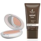 Kit 1 Protetor Solar Episol Color Pele Negra T5 FPS 70 Loção com Efeito de Base 40g