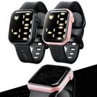 KIT 1 Relógio Digital LED Feminino Rosa e 1 Relógio Masculino Preto Casual Pulseira Silicone Ajustável Original - Orizom