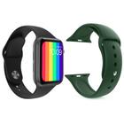 Kit 1 Relógio Inteligente SmartWatch W12 Lite Preto Android iOS + 1 Pulseira Silicone Verde Escuro - Smart Tech