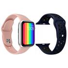 Kit 1 Relógio Inteligente SmartWatch W12 Lite Rosa Android iOS + 1 Pulseira Extra Sport Azul e Preto - Smart Tech