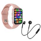 Kit 1 Relógio Inteligente SmartWatch W34 S Troca Pulseira Rosa + 1 Fone Bluetooth S6 -