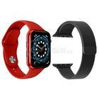 Kit 1 Relógio Inteligente SmartWatch W46 S Vermelho Android iOS + 1 Pulseira Extra Milanese Preto - Draik