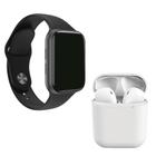 Kit 1 Relógio Inteligente SmartWatch w8 Lite Plus Preto + 1 Fone Bluetooth inPods i12 Branco - Smart Tech