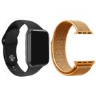 Kit 1 Relógio Inteligente SmartWatch W8 Lite Plus Preto + 1 Pulseira Extra Nylon Laranja