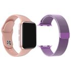 Kit 1 Relógio Inteligente SmartWatch W8 Lite Plus Rosa + 1 Pulseira Extra Milanese Roxo