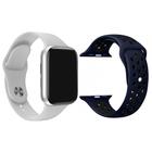 Kit 1 Relógio Inteligente SmartWatch W9 Lite Branco Android iOS + 1 Extra Pulseira Sport Azul e Preto