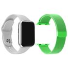 Kit 1 Relógio Inteligente SmartWatch W9 Lite Branco Android iOS + 1 Pulseira Extra Milanese Verde Claro