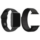 Kit 1 Relógio Inteligente SmartWatch W9 Lite Preto Android iOS + 1 Pulseira Extra Nylon Preto