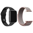 Kit 1 Relógio Inteligente SmartWatch W9 Lite Preto Android iOS + 1 Pulseira Extra Nylon Rosa