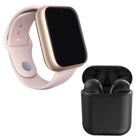 Kit 1 Relógio SmartWatch A1 Pro Plus Rosa + 1 Fone Bluetooth inPods 12 Preto