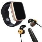 Kit 1 Relógio Smartwatch Dourado + 1 Fone Bluetooth Dourado - SMART BRACELET