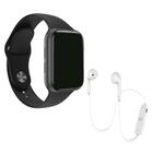 Kit 1 Relógio SmartWatch W34 Preto Android iOS + 1 Fone Bluetooth S6 Branco - Smart Bracelet