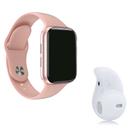 Kit 1 Relógio SmartWatch W34 S Rosa Troca Pulseira + 1 Mini Fone Bluetooth Branco - - Aquilae