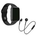 Kit 1 Relógio SmartWatch w8 Lite Plus Preto Troca Pulseira + 1 Fone Bt S6 Preto - Smart Tech