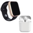 Kit 1 Relógio SmartWatch Z6 Dourado + 1 Fone Bluetooth inPods 12 Branco - Smart Bracelet