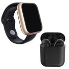 Kit 1 Relógio SmartWatch Z6 Dourado + 1 Fone Bluetooth inPods 12 Preto - Smart Bracelet