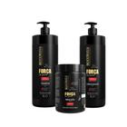 Kit 1 Shampoo 1 Condicionador 1 Banho de Creme Força com Pimenta 1L