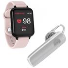 Kit 1 Smartwatch B57 Hero Band 3 Rosa + 1 Fone De Ouvido Bluetooth Headset Branco