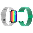 Kit 1 Smartwatch Iwo12 Lite Branco + 1 Pulseira Aço Verde Ág - SMART BRACELET