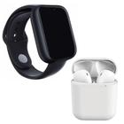 Kit 1 Smartwatch Preto + 1 Fone Bluetooth Inpods 12 Branco - SMART BRACELET