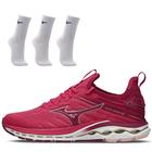 Kit 1 Tênis de Corrida Feminino Mizuno Wave Legend 2 e 3 Pares de Meia Cano Médio