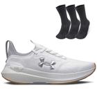 Kit 1 Tênis de Corrida Masculino Under Armour Charged Hit e 1 Pct com 3 pares de Meia cano alto