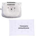 Kit 1 Travesseiro para bebe antissufocante + 1 anatômico modelador Recém nascido cabeça chata com furo no meio berço quarto