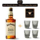 Kit 1 Whiskey Jack Daniel's Honey 1.000ml com 4 Copos de Vidro Shot de 45ml